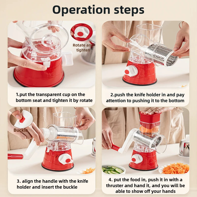 Affettatrice Manuale 3 in 1 — Verdure, Formaggio e Aglio
