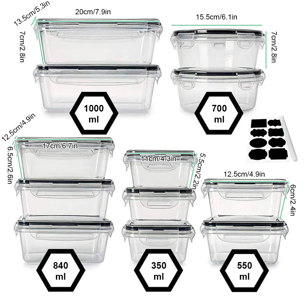 Set 12 Contenitori Ermetici con Coperchio