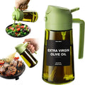Dispenser Olio 2-in-1: Oliera e Spruzzatore in Vetro (470ml)