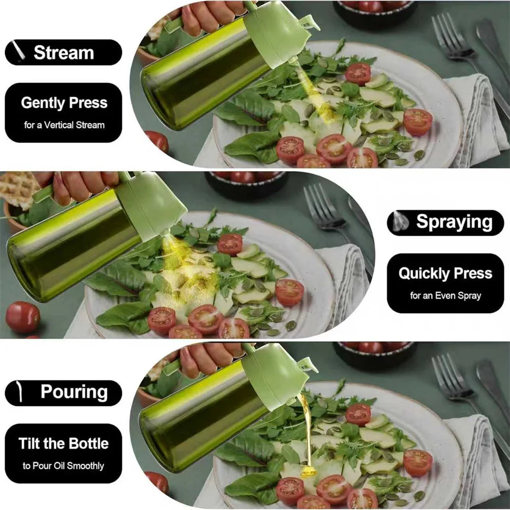 Dispenser Olio 2-in-1: Oliera e Spruzzatore in Vetro (470ml)